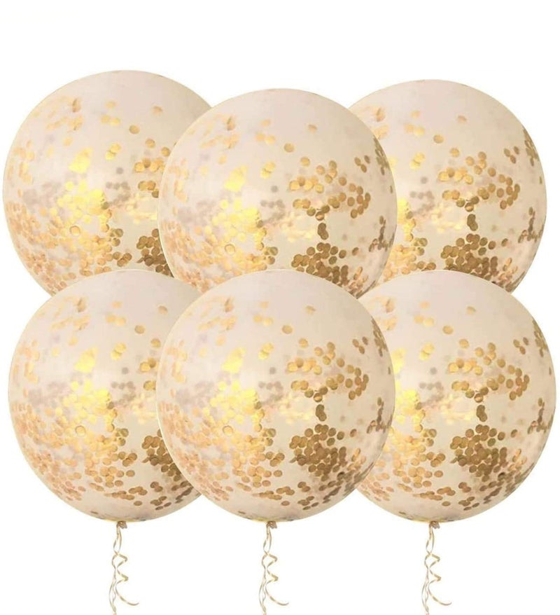 Mooduuty 36 Inch Jumbo Giant Confetti Balloons, Clear balloons with Gold Confetti (Premium Helium Quality) Pkg/6,Latex Glitter Balloons for Birthday Wedding Photo Shoot Festival Christmas Event Decorations â€¦ - Image 1